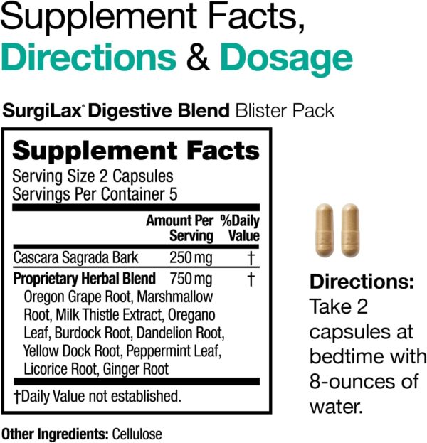2022 Supplement Facts, Directions & Dosage SurgiLax