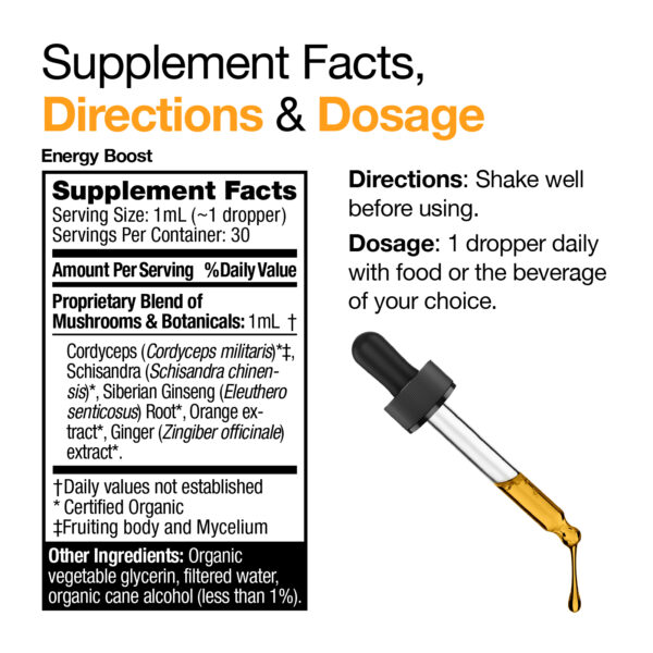 VitaMedica Energy Boost Mushroom Extract Supplement Facts
