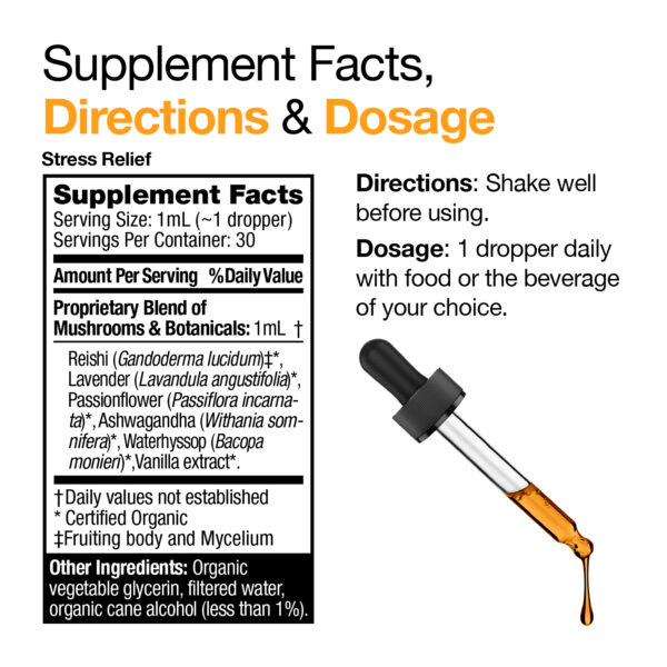 VitaMedica Stress Relief Mushroom Extract Supplement Facts
