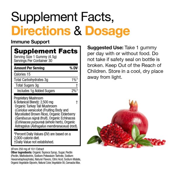 VitaMedica Immune Support Mushroom Gummies Supplement Facts